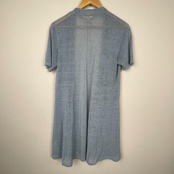 Eileen Fisher M Blue Sparkle Linen Blend‎ Long Line Cardigan Old Money Fairycore - Picture 3 of 5